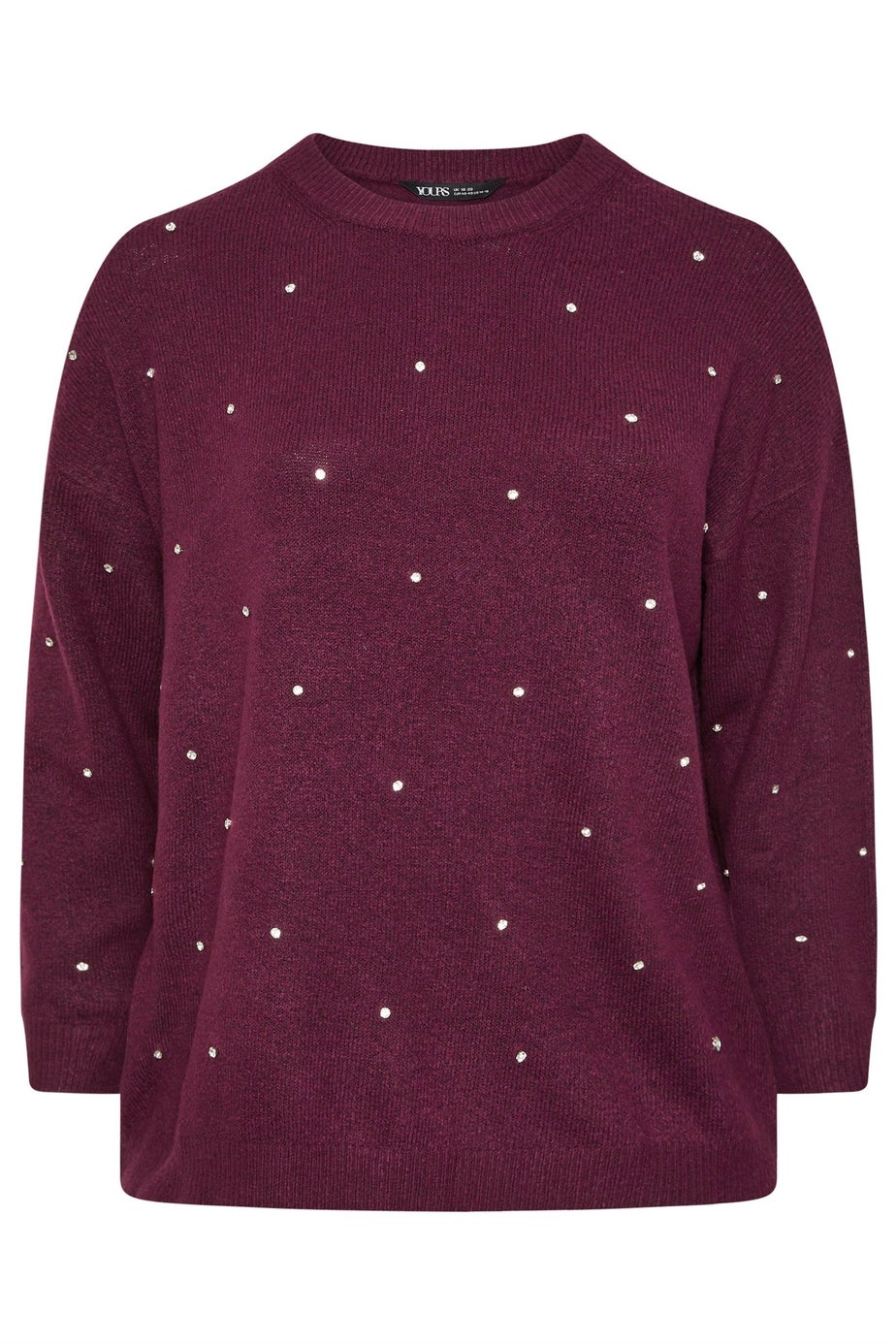 Yours Curve Burgundy Red Diamante Embellished Jumper
