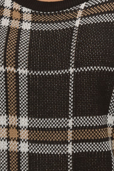 Yours Curve Black Check Knitted Jumper