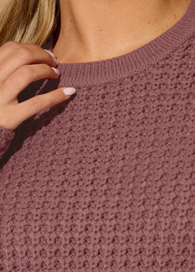 Yours Curve Pink Waffle Knit Jumper