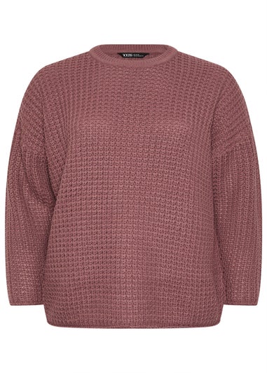 Yours Curve Pink Waffle Knit Jumper