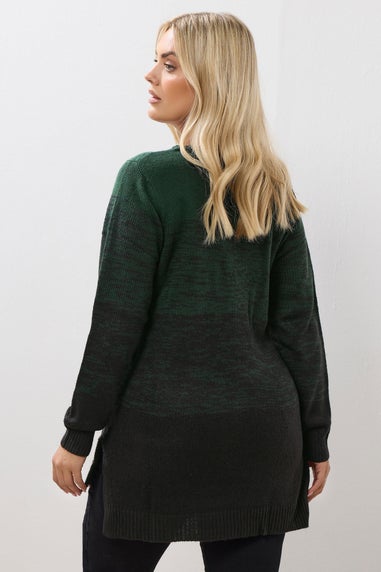 Yours Curve Dark Green Colourblock Jumper