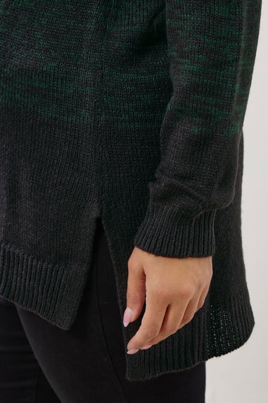 Yours Curve Dark Green Colourblock Jumper