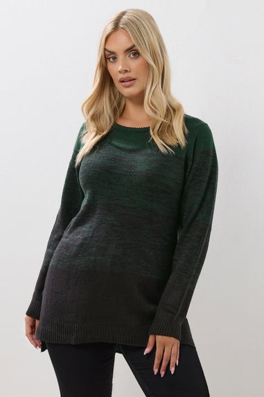 Yours Curve Dark Green Colourblock Jumper