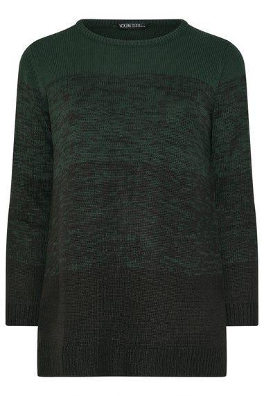 Yours Curve Dark Green Colourblock Jumper