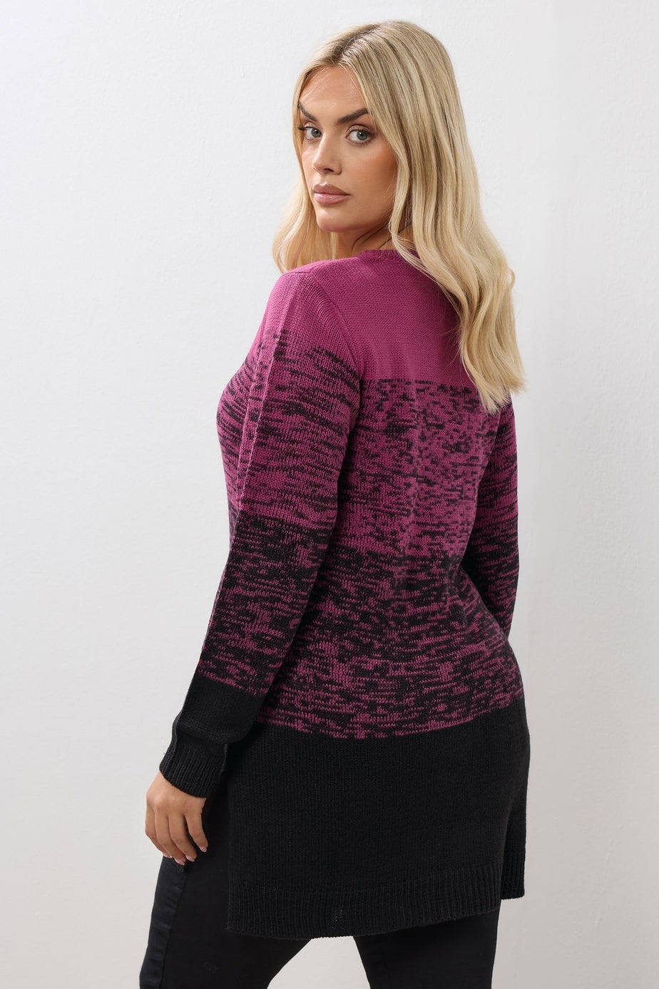 Yours Curve Dark Pink Colourblock Jumper