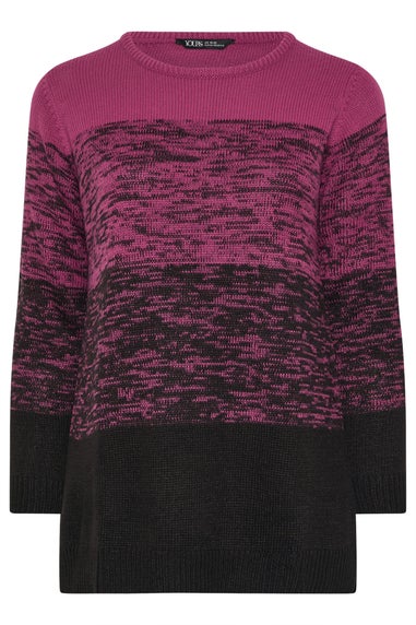 Yours Curve Dark Pink Colourblock Jumper