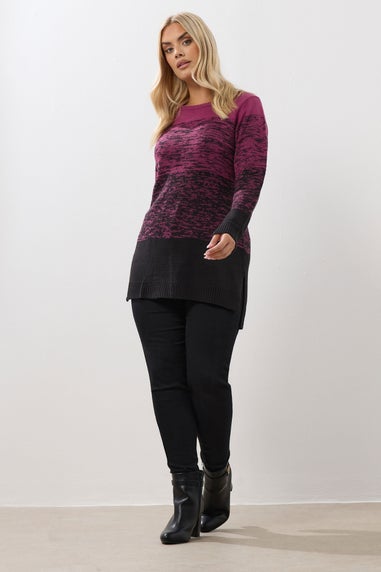 Yours Curve Dark Pink Colourblock Jumper