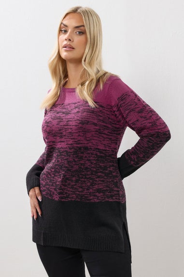 Yours Curve Dark Pink Colourblock Jumper