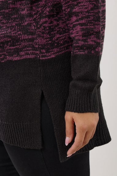 Yours Curve Dark Pink Colourblock Jumper
