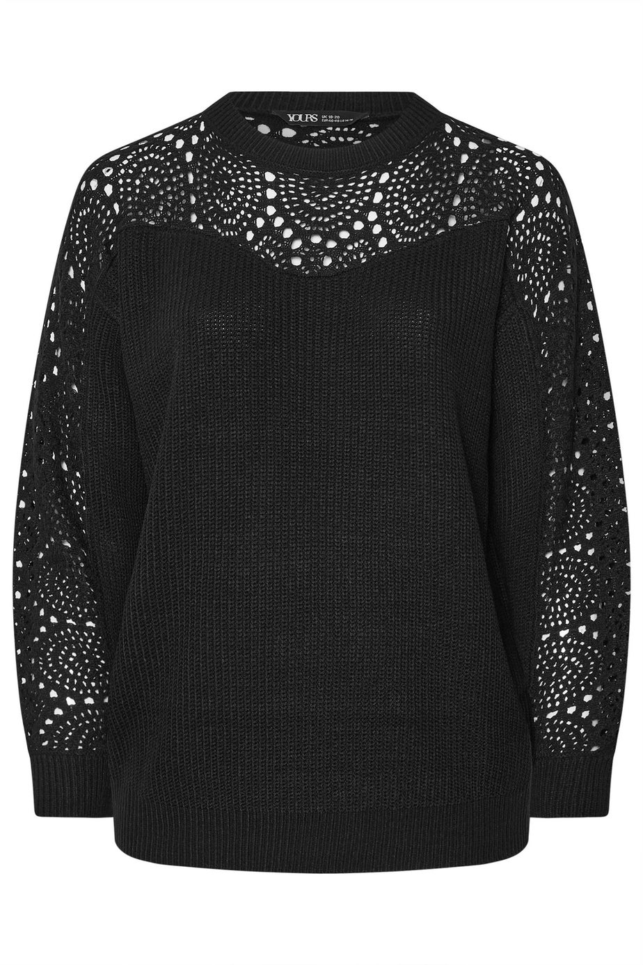 Yours Curve Black Pointelle Knitted Jumper