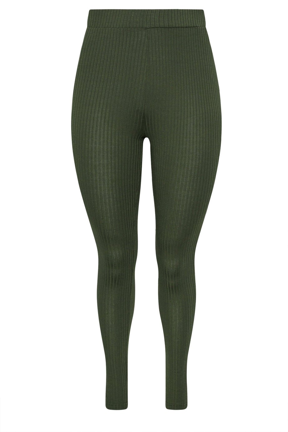 Yours Curve Khaki Green Ribbed Leggings