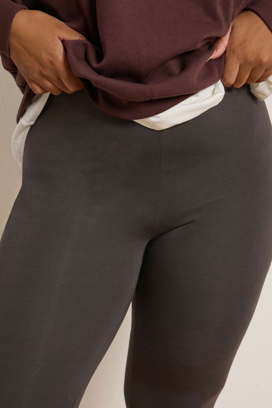 Yours Curve Brown High Waisted Leggings