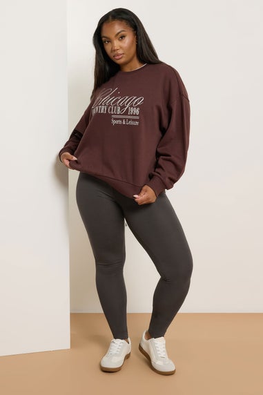 Yours Curve Brown High Waisted Leggings