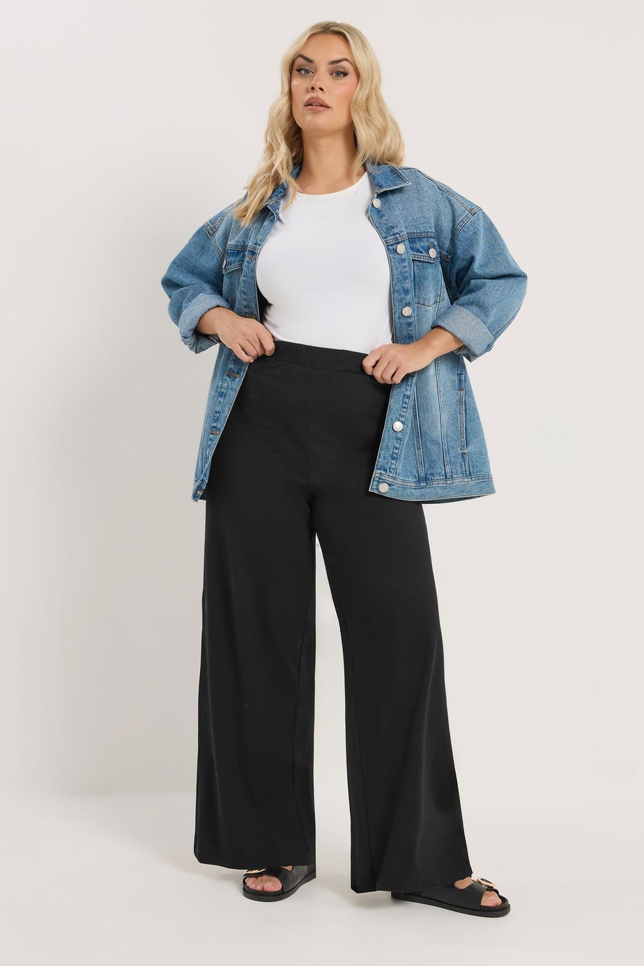 Yours Curve Black Wide Leg Leggings