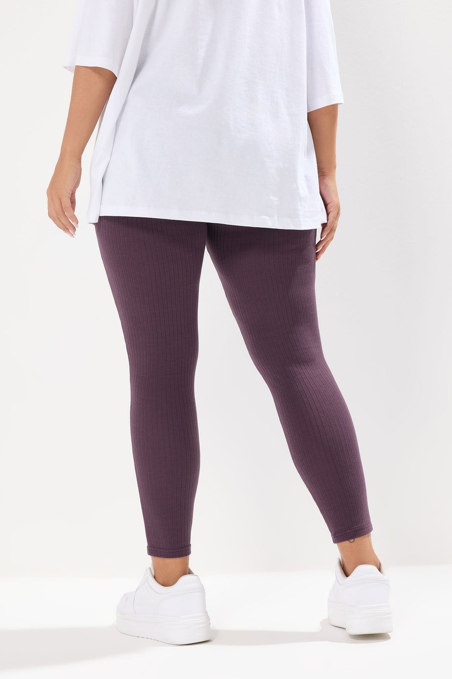 Yours Curve Purple Ribbed Leggings