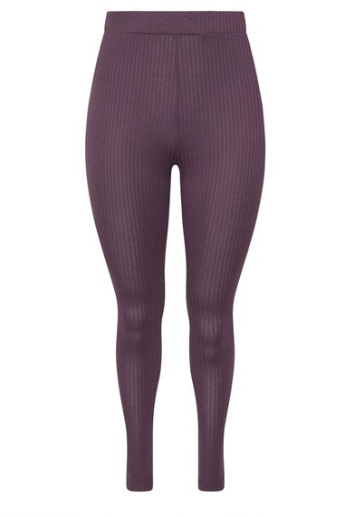 Yours Curve Purple Ribbed Leggings