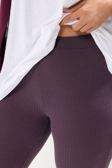 Yours Curve Purple Ribbed Leggings