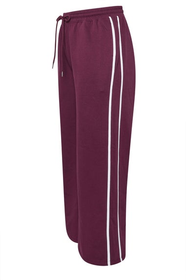 Yours Curve Burgundy Red Side Stripe Wide Leg Joggers