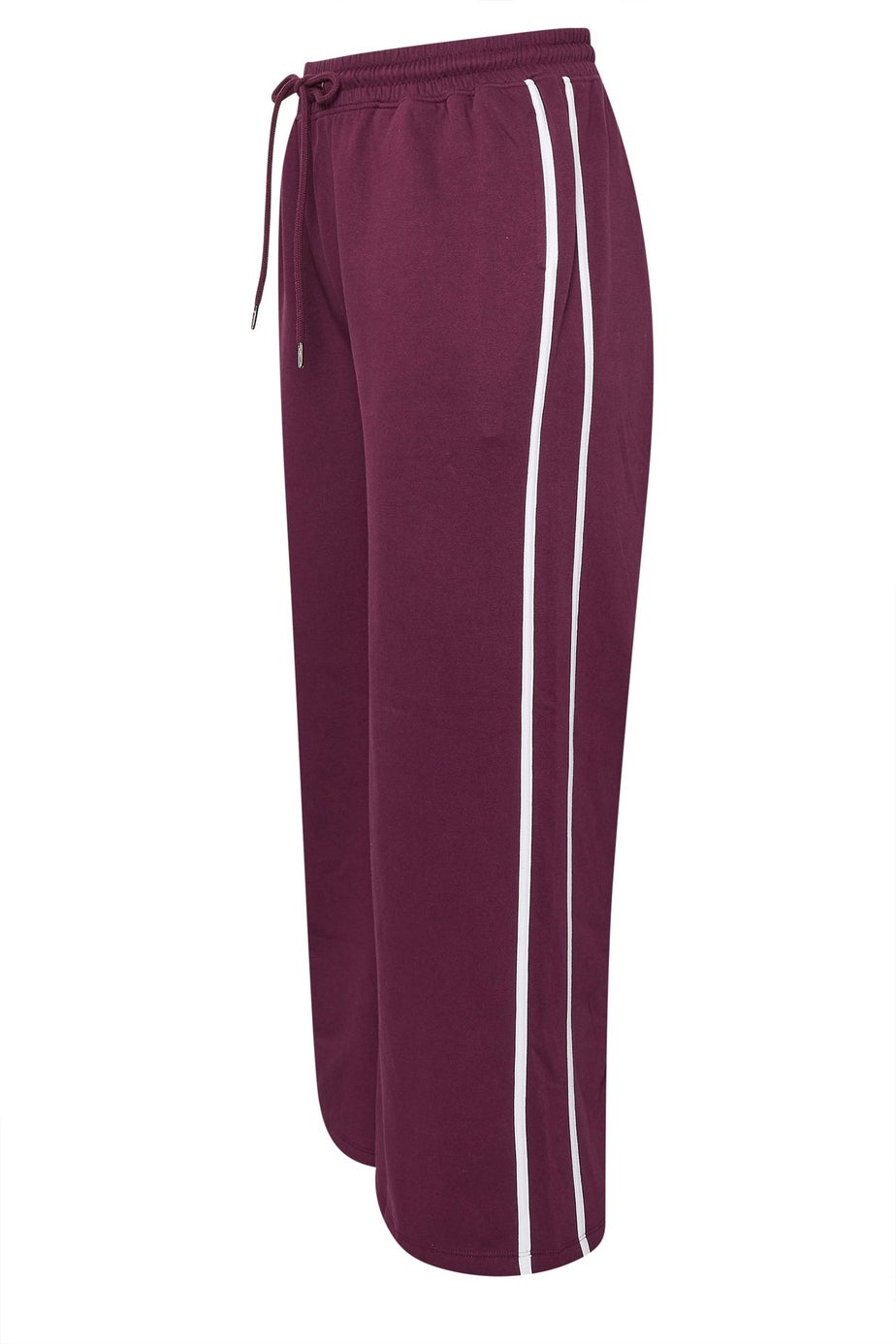 Yours Curve Burgundy Red Side Stripe Wide Leg Joggers