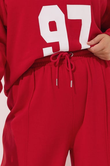 Yours Curve Red Wide Leg Joggers