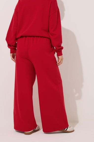 Yours Curve Red Wide Leg Joggers