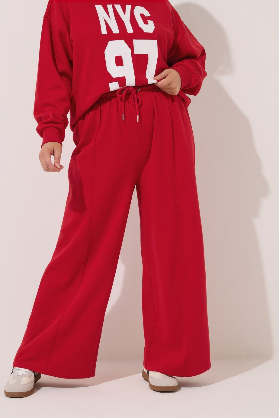 Yours Curve Red Wide Leg Joggers