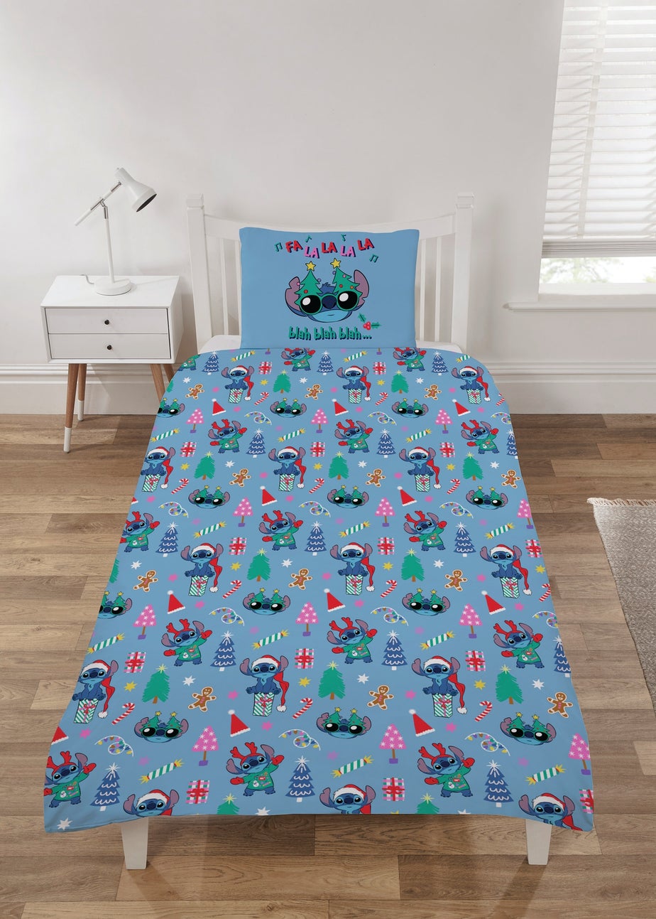 Disney Stitch Christmas Blue Bedding