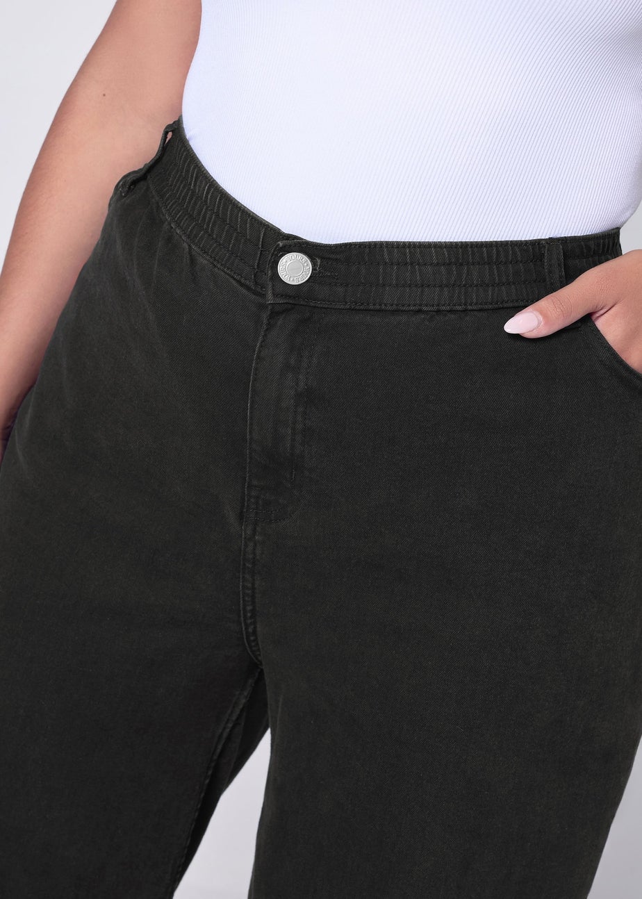 Yours Curve Black Wide Leg Puddle Jeans