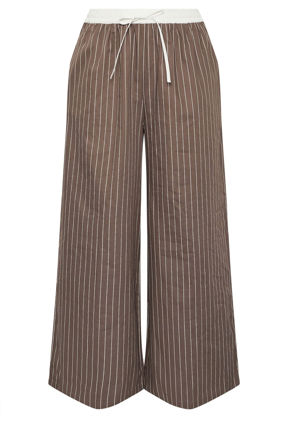 Yours Curve Brown Stripe Wide Leg Trousers