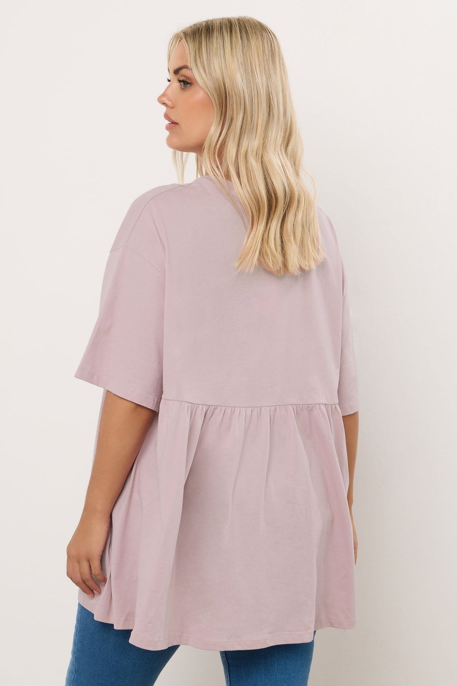 Yours Curve Light Pink Cotton Peplum Top