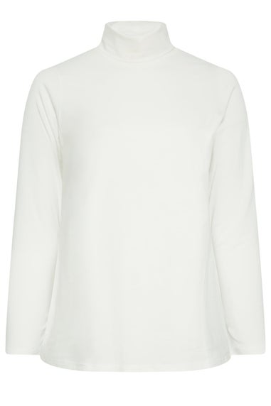 Yours Curve White Long Sleeve Turtle Neck Top