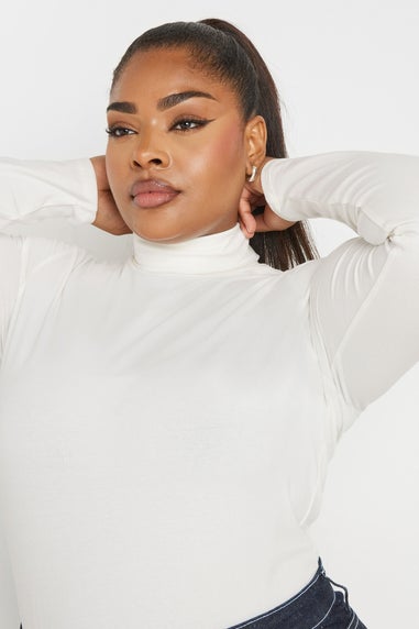 Yours Curve White Long Sleeve Turtle Neck Top