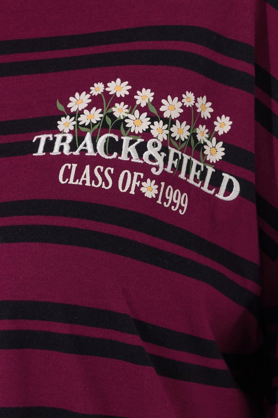 Yours Curve Red Stripe Daisy Print T-Shirt