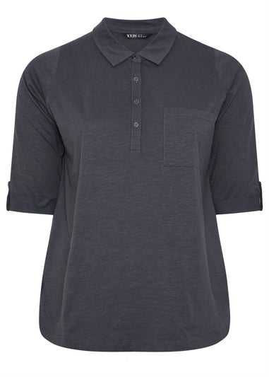 Yours Curve Charcoal Grey Cotton Placket Shirt