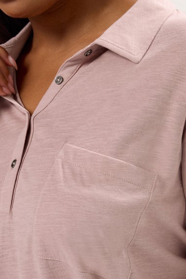 Yours Curve Pink Cotton Placket Shirt