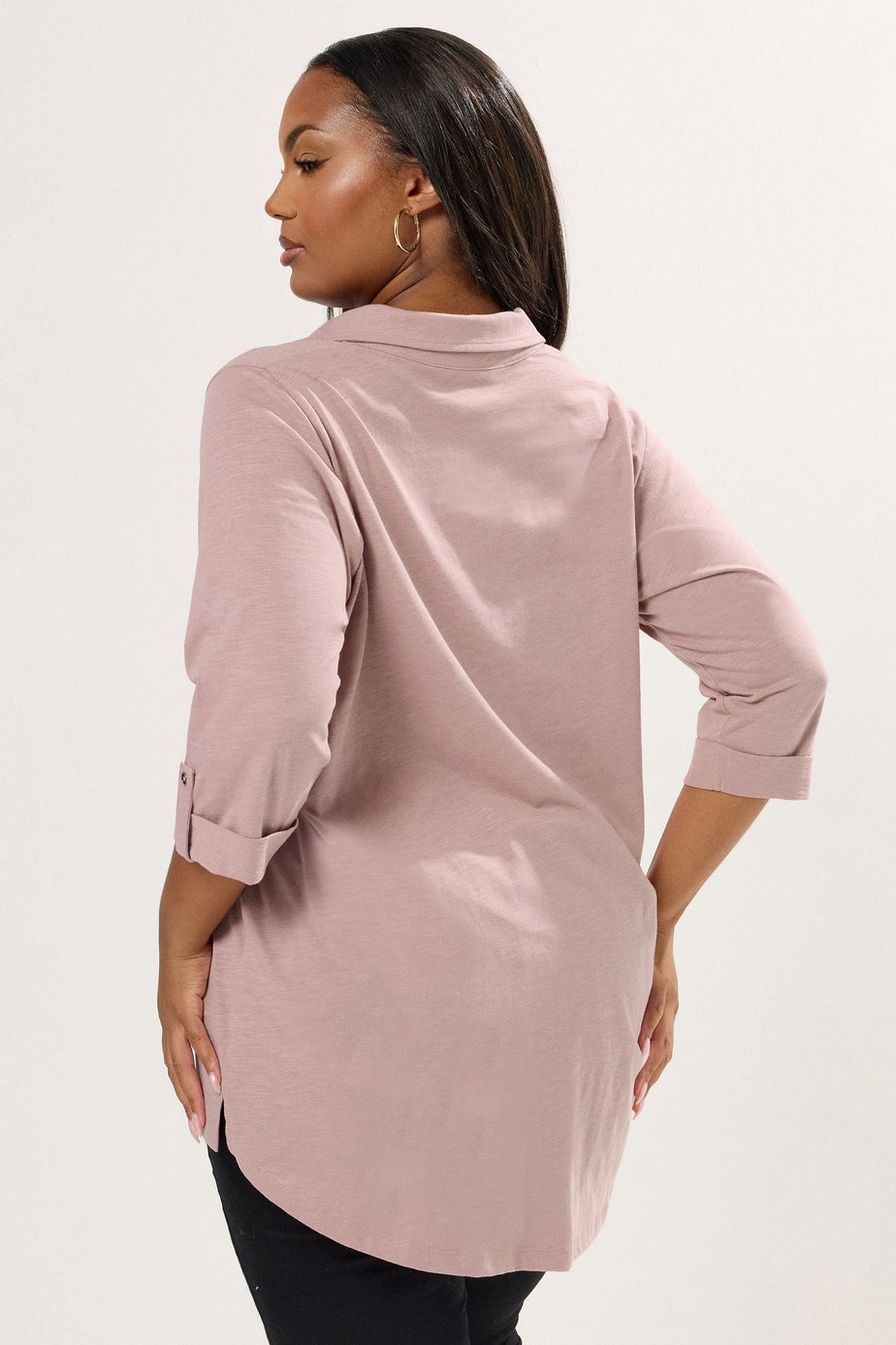 Yours Curve Pink Cotton Placket Shirt