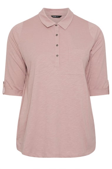Yours Curve Pink Cotton Placket Shirt
