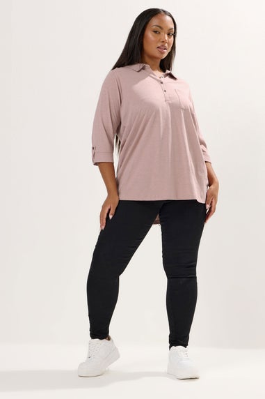 Yours Curve Pink Cotton Placket Shirt