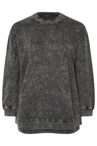 YOURS Grey 2 In 1 Acid Wash Sweatshirt