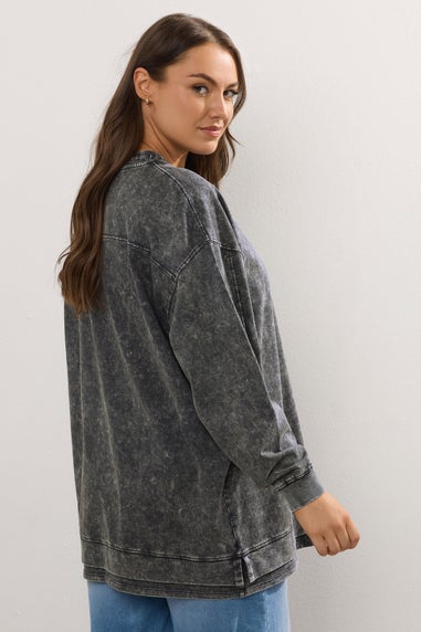 YOURS Grey 2 In 1 Acid Wash Sweatshirt