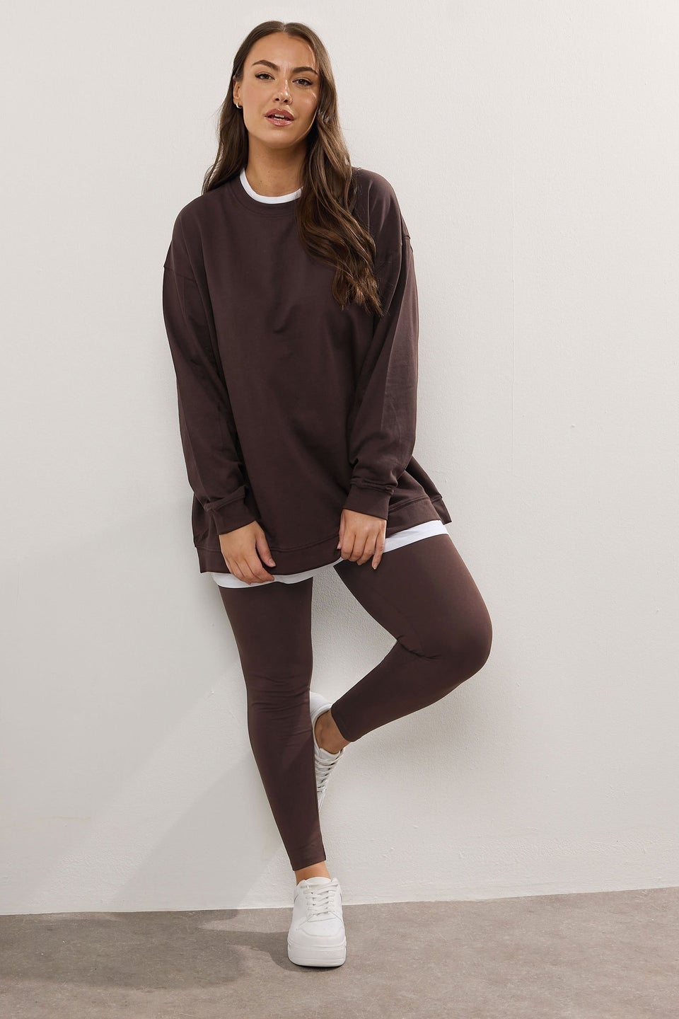 Yours Curve Chocolate Brown 2-In-1 Jumper
