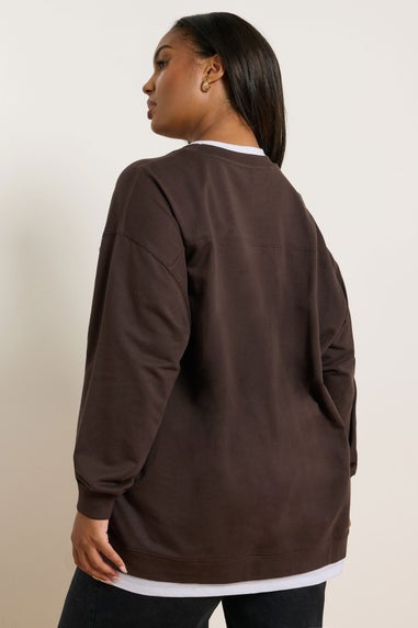 Yours Curve Chocolate Brown 2-In-1 Jumper