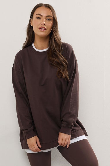Yours Curve Chocolate Brown 2-In-1 Jumper