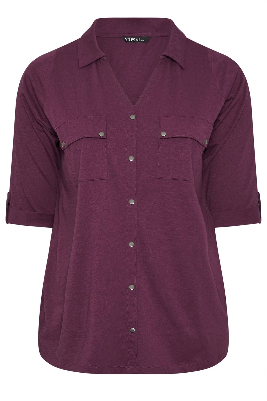 Yours Curve Purple Jersey Placket Shirt