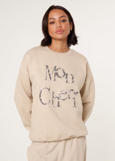 Blue Vanilla Stone Slogan Mon Cheri Snake Sweatshirt