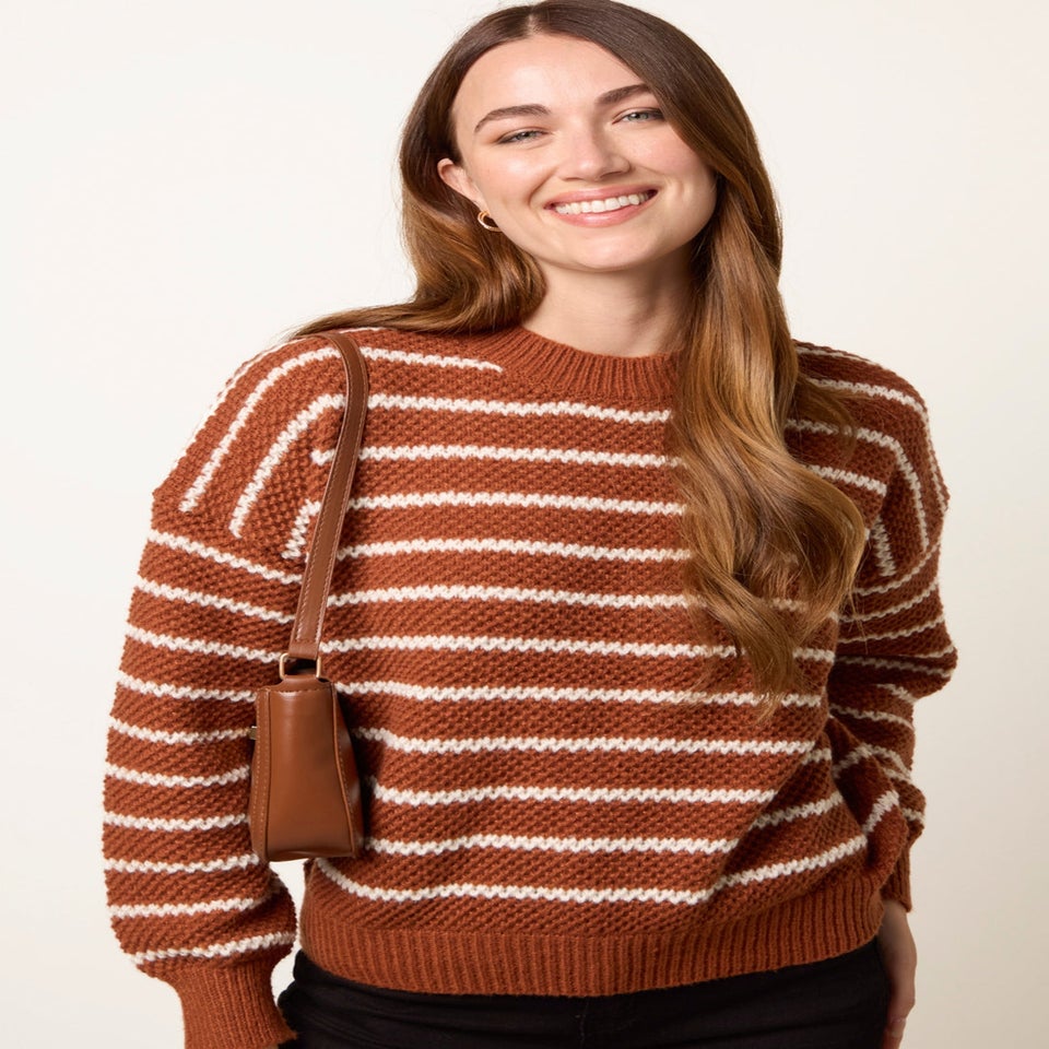 Blue Vanilla Brown Textured Stripe Jumper