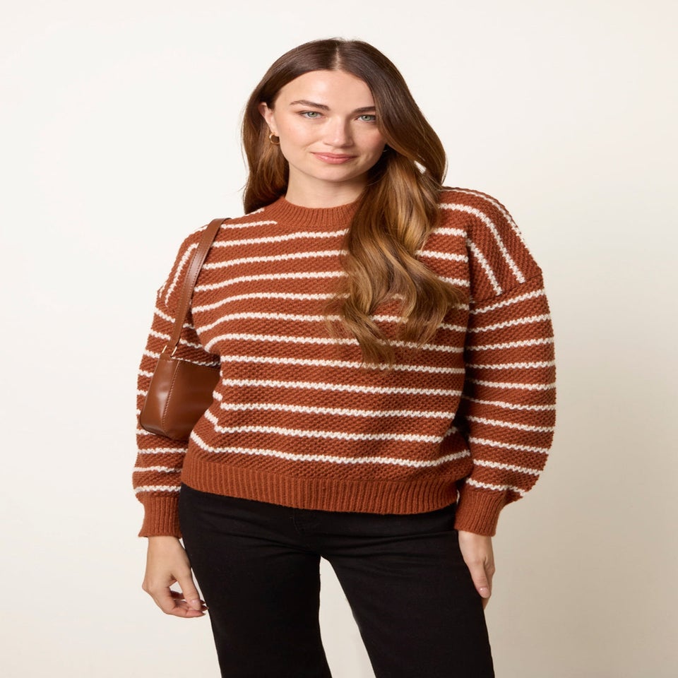 Blue Vanilla Brown Textured Stripe Jumper