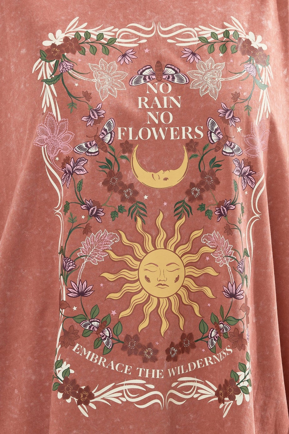 Yours Curve Orange 'No Rain No Flowers' Graphic Boxy T-Shirt