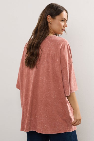 Yours Curve Orange 'No Rain No Flowers' Graphic Boxy T-Shirt