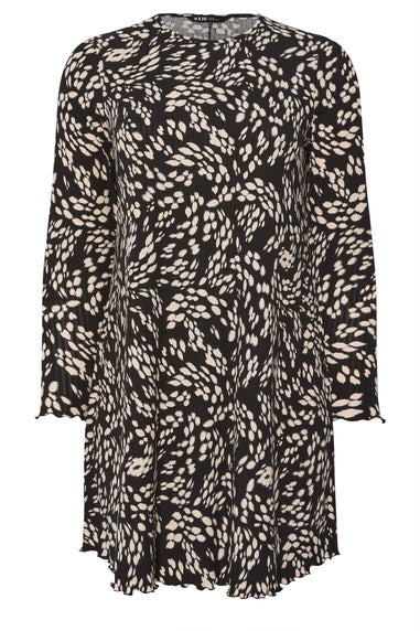 Yours Curve Black Abstract Print Ribbed Tunic Top
